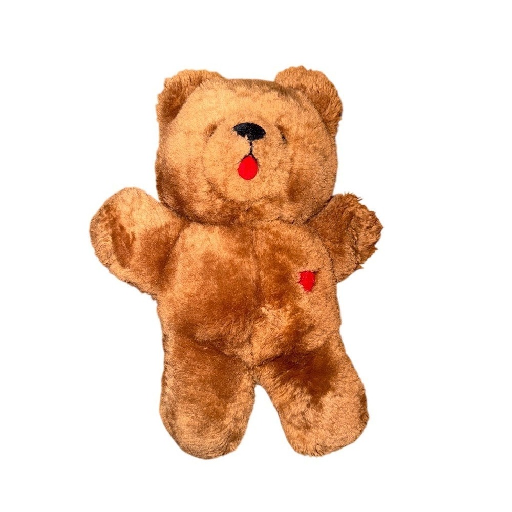 Vintage Dakin Heart Throb Teddy Bear Plush‎ Brown Red Heart Tongue 10 in 1980's